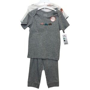 Carters Just One You Baby Boy 3 Piece Ribbed Pant Set Cars Grey 24M New